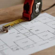 building plans on a table